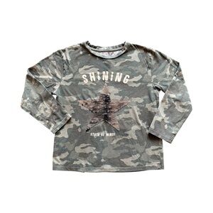 Zara Kids Camo Long Sleeve Shirt with Sequin Star Approx. 6–7 Years